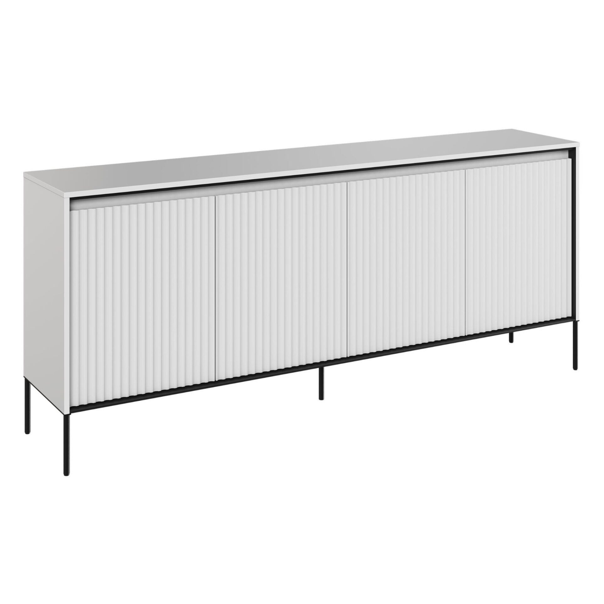 TREND 04 briaunuota komoda, baltos/juodos kojelės