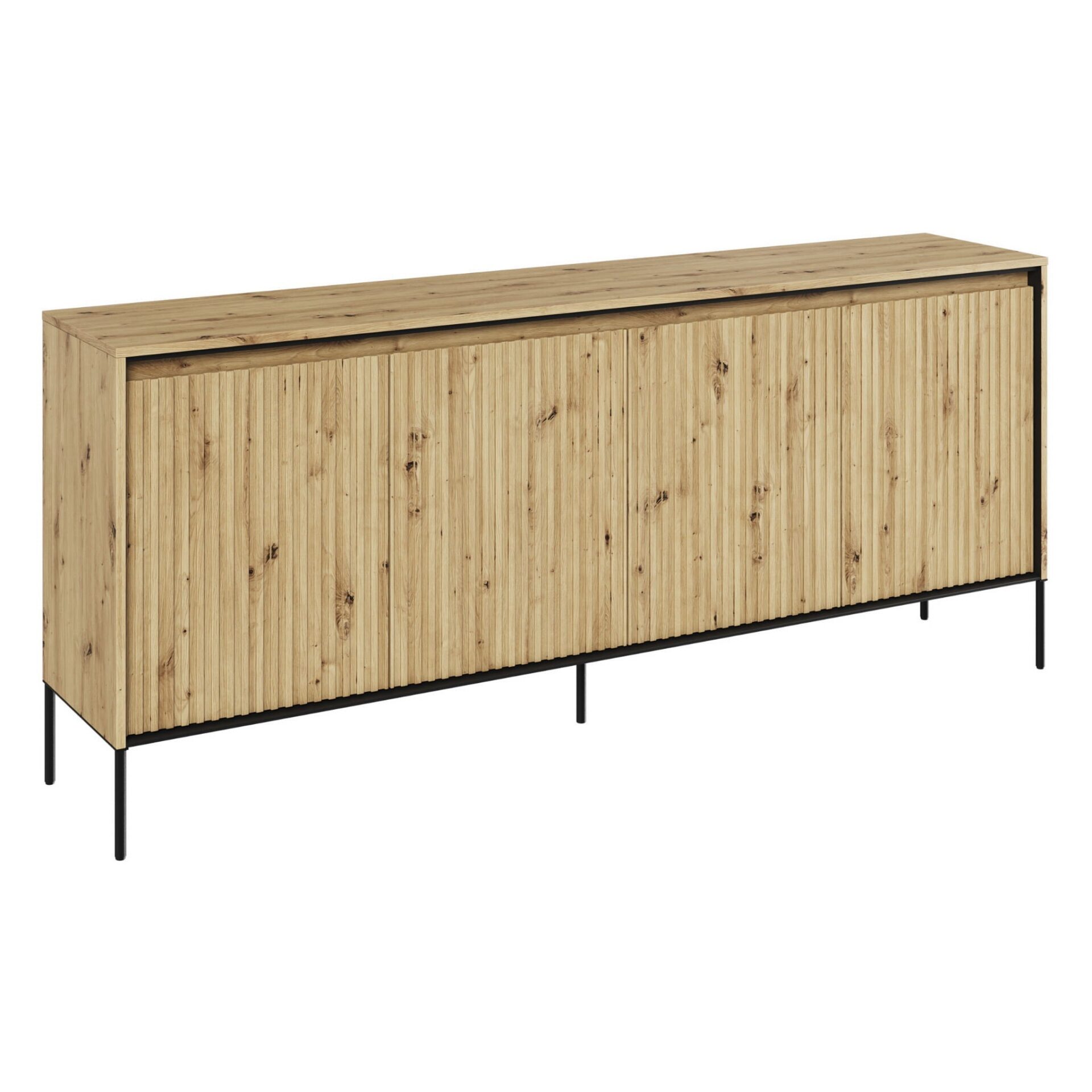 TREND 04 gofruota komoda, ąžuolo dirbiniai / juodos kojelės