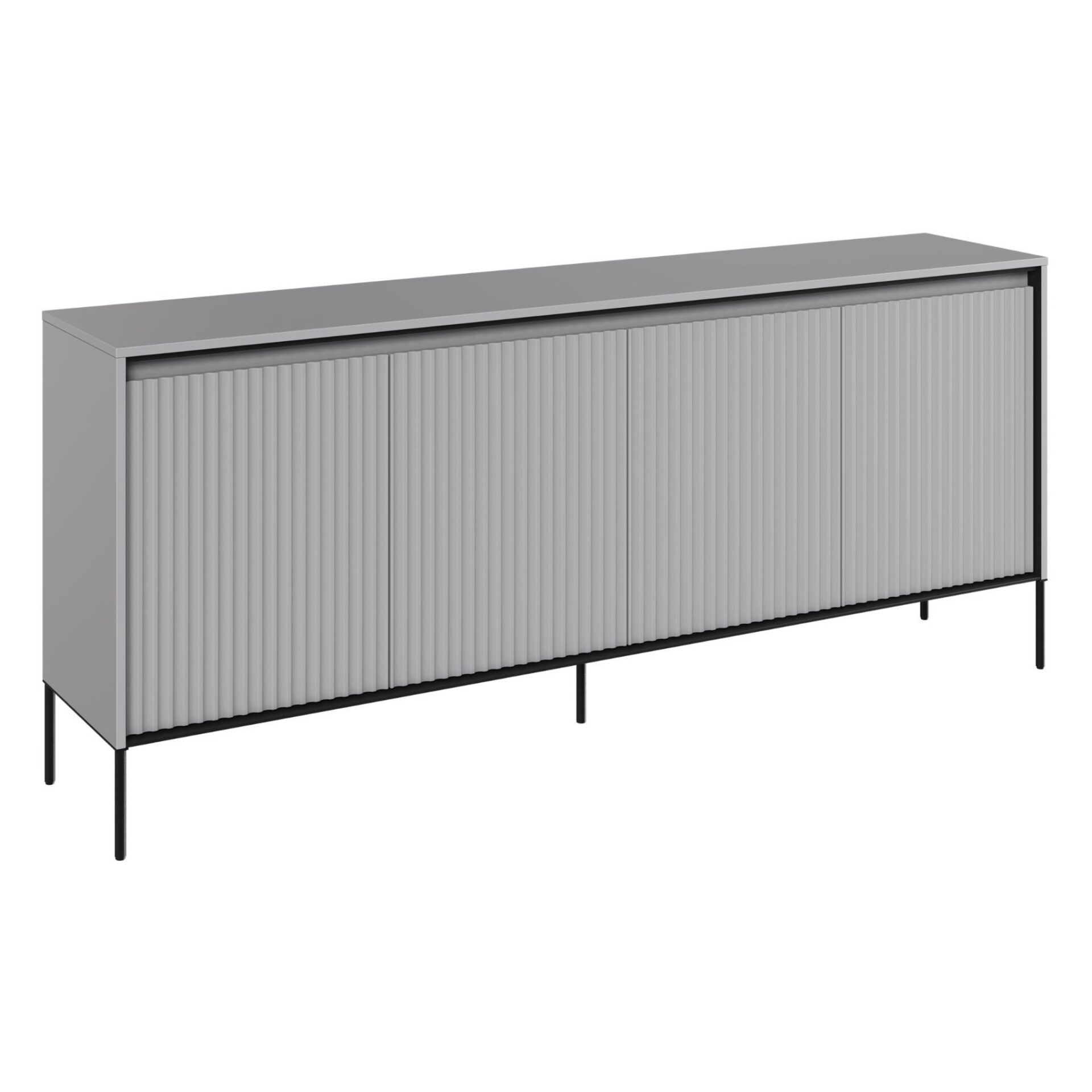 TREND 04 komoda su grioveliais, pilkos/juodos kojelės