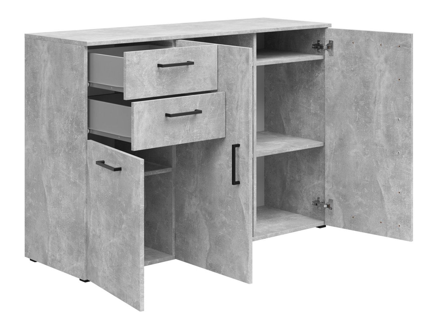 Trijų durų komoda su 2 stalčiais MultiDo 120 cm šviesi ateljė