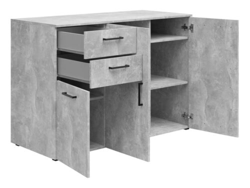 Trijų durų komoda su 2 stalčiais MultiDo 120 cm šviesi ateljė