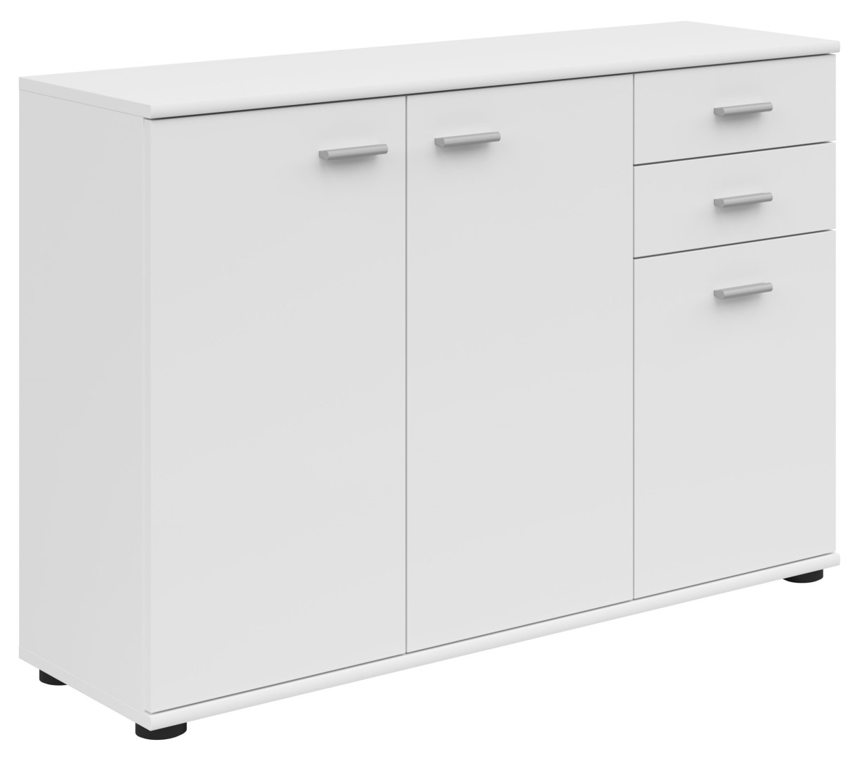 Trijų durų komoda su dviem stalčiais NOEDA 106 cm balta