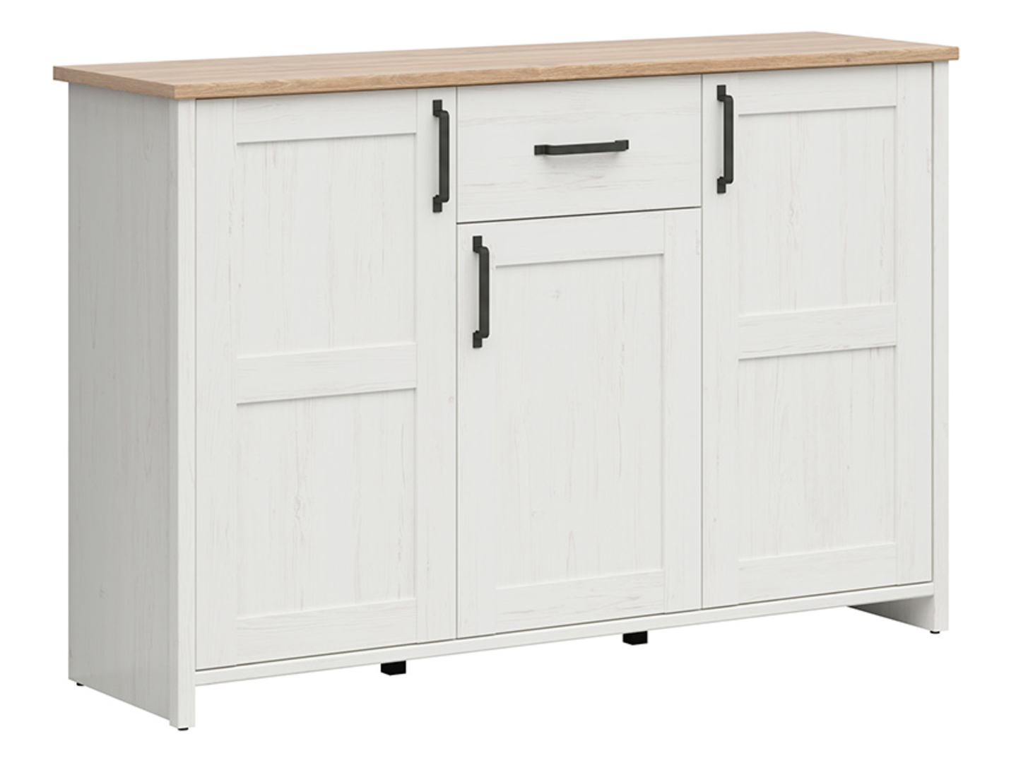 LOKSA trijų durų komoda, 148 cm, anderseno pušis, balta