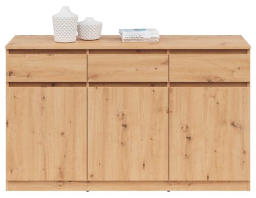 Trijų durų komoda SATURN 135 cm, ąžuolo imitacija