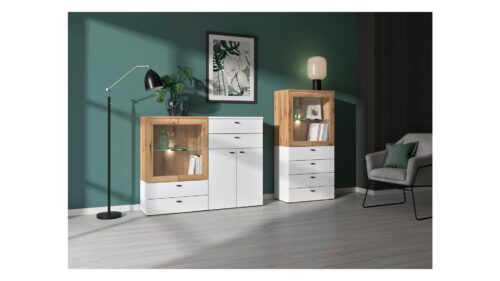 Komoda su 4 stalčiais, sistema 64, balta