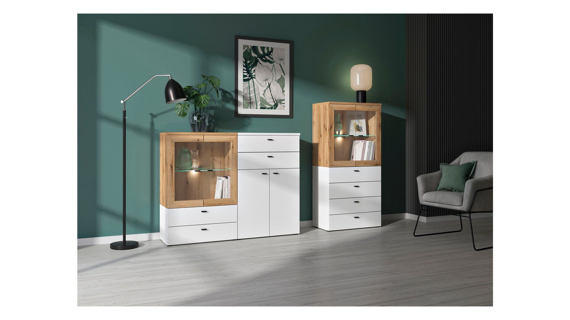 Komoda su 4 stalčiais, sistema 64, balta