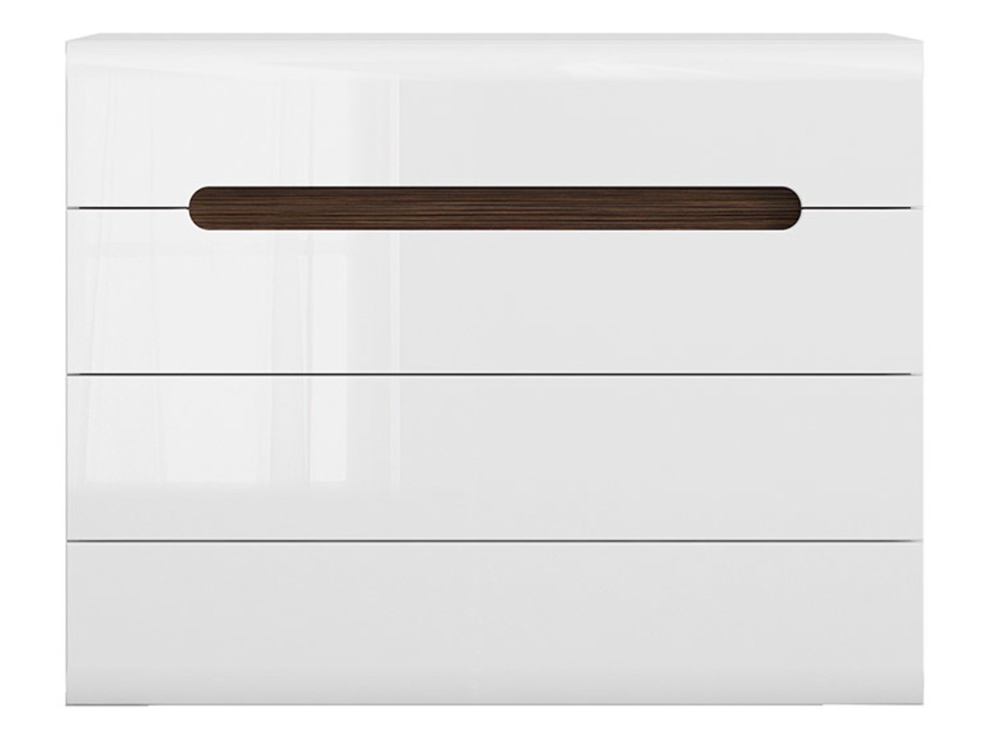 Komoda su keturiais stalčiais AZTECA TRIO 105 cm balta/balta blizgi