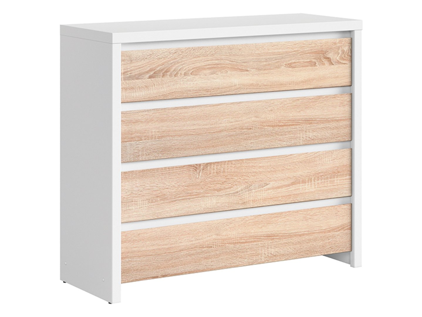 Komoda su keturiais stalčiais KASPIAN 105 cm balta/sonoma ąžuolas