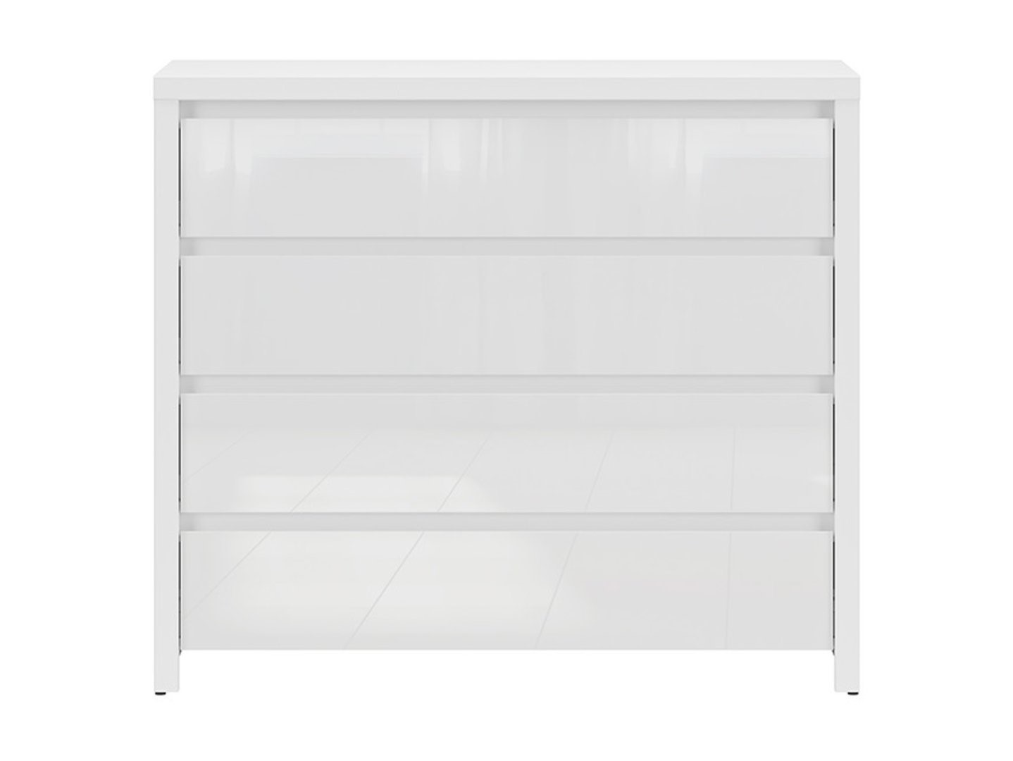 Komoda su keturiais stalčiais LARIOS 105 cm balta/balta blizgi