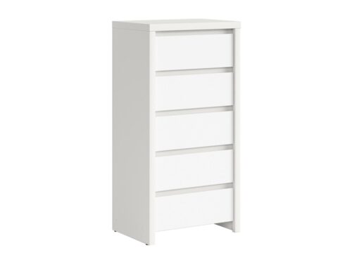 Komoda su penkiais stalčiais KASPIAN 56 cm balta/matinė balta