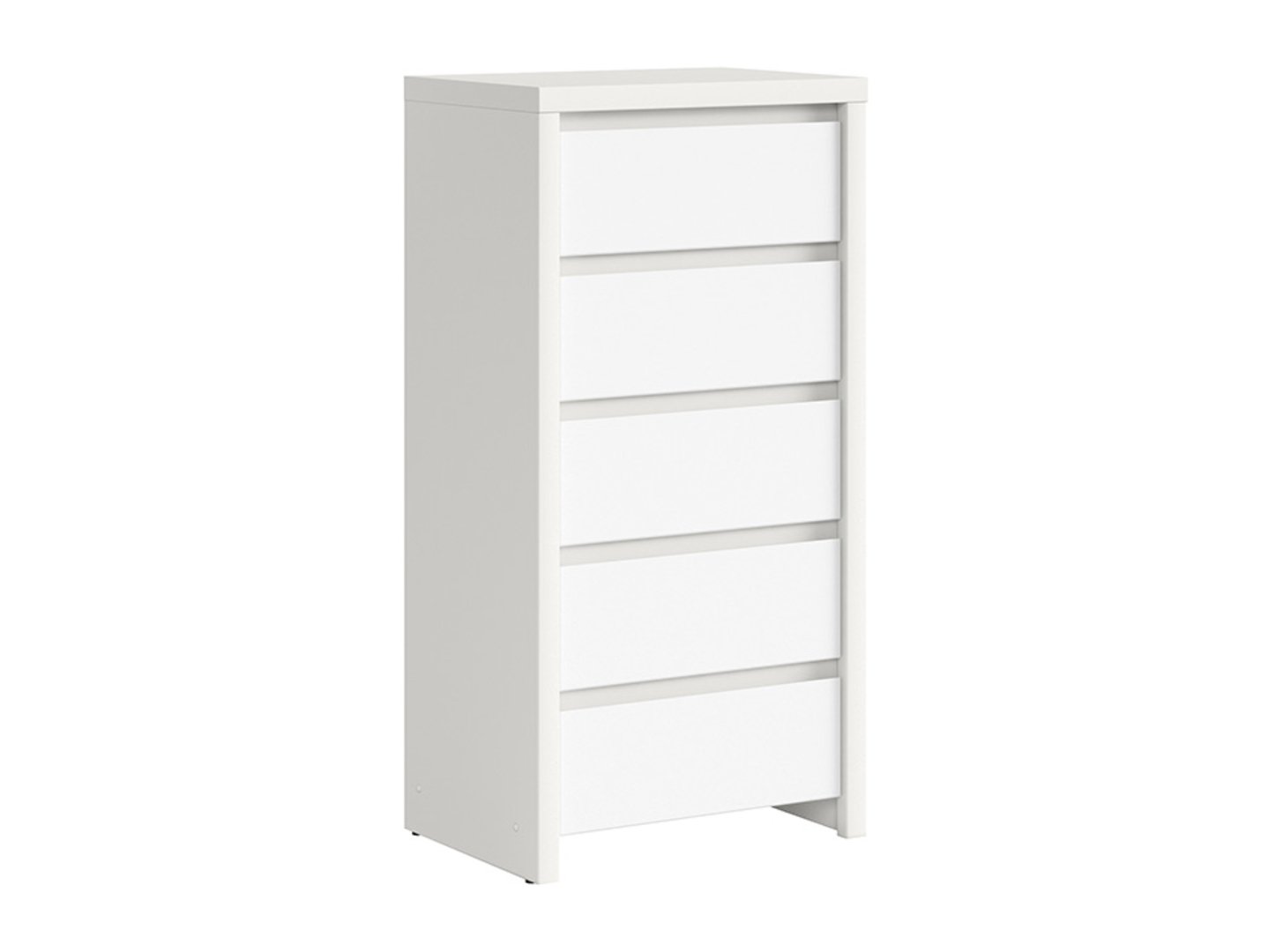 Komoda su penkiais stalčiais KASPIAN 56 cm balta/matinė balta