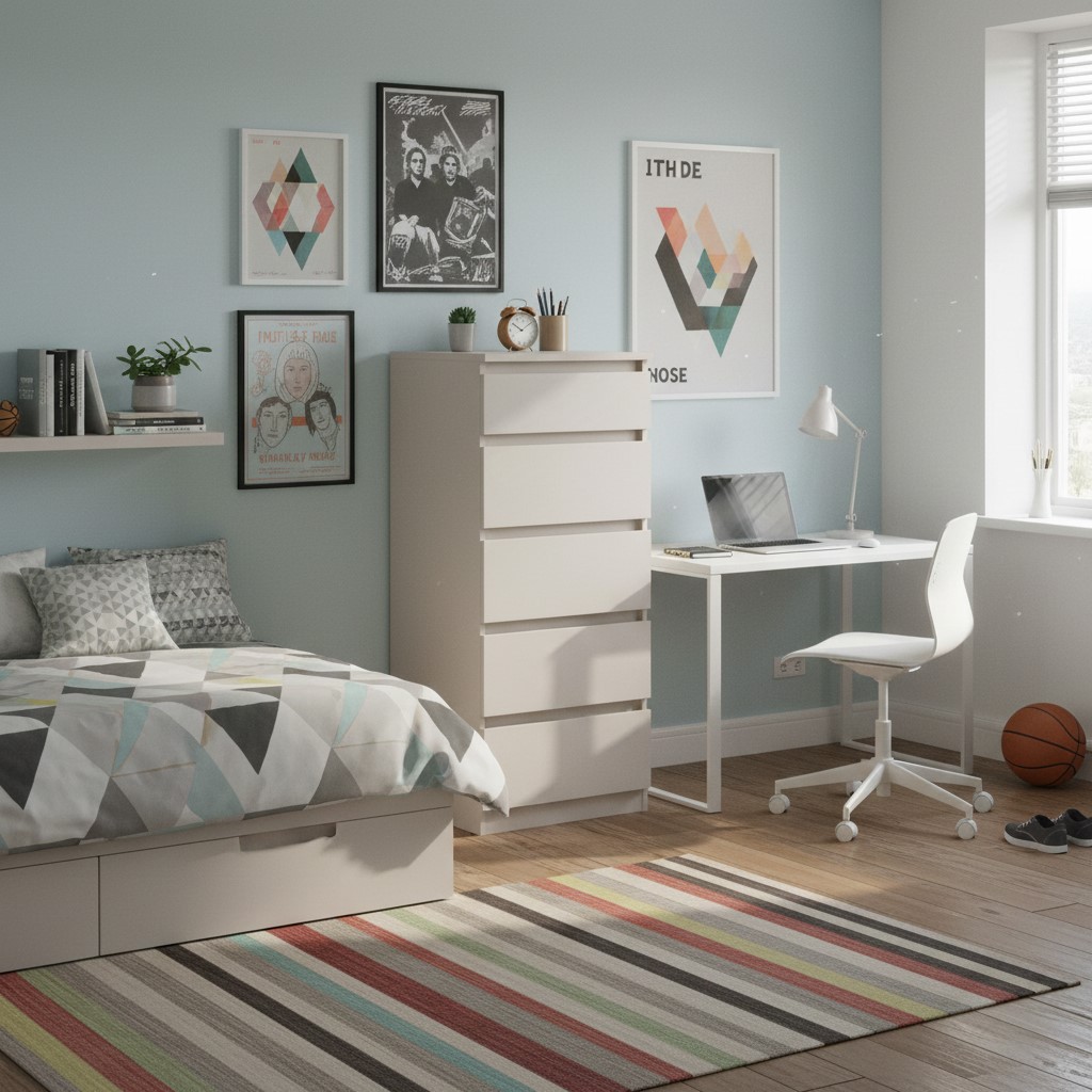 Komoda KASPIAN su penkiais stalčiais 56 cm kašmyro spalvos