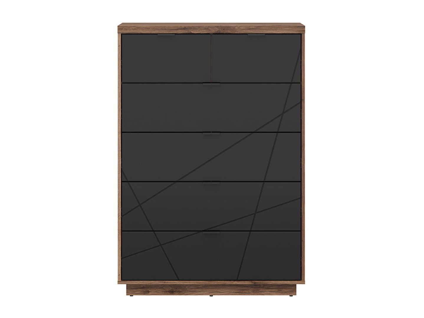 FORN komoda su šešiais stalčiais, 90 cm, Delano tamsaus ąžuolo/matinės juodos spalvos - Paveikslėlis 2