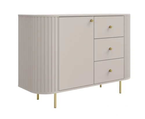 Komoda 1F 3S su stalčiais 813 Ovalio smėlio spalvos