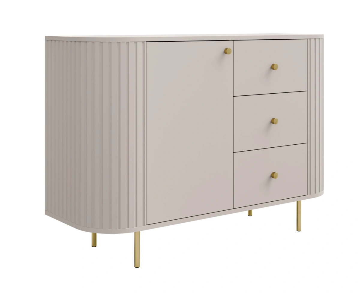 Komoda 1F 3S su stalčiais 813 Ovalio smėlio spalvos