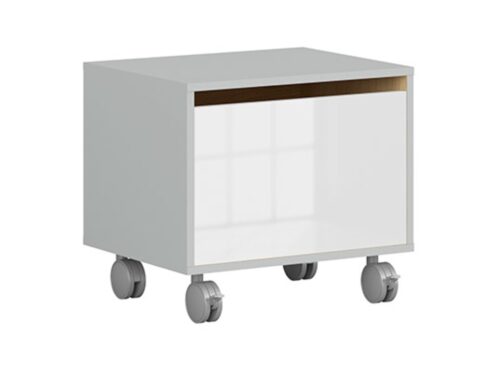 NANDU vazonas 50 cm šviesiai pilka/poliruoto ąžuolo/blizgios baltos spalvos