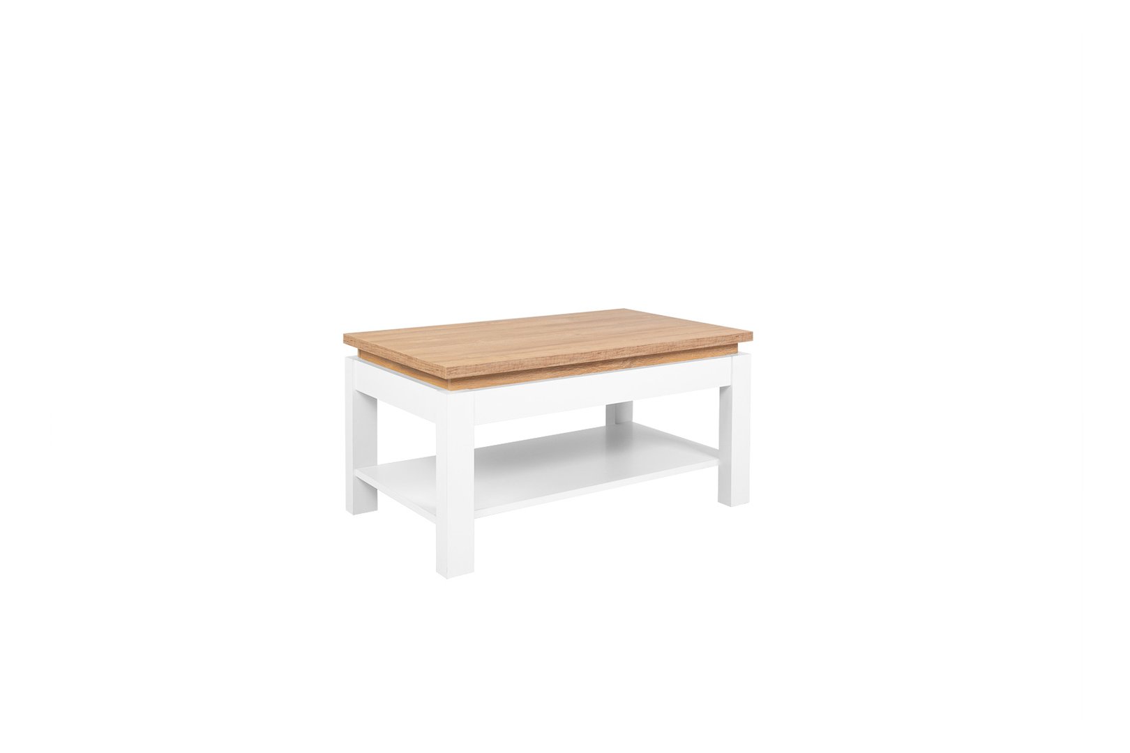 HORTON kavos staliukas 110 cm, auksinio ąžuolo „Grandson“ / baltos blizgios spalvos