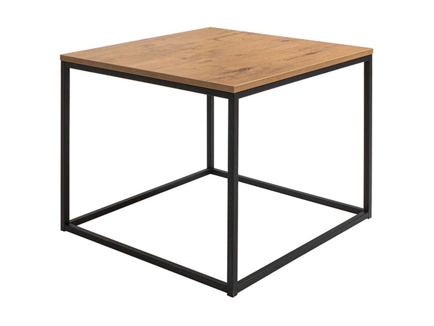 AROZ lofto stiliaus kavos staliukas, 69 cm, ąžuolas „Lancelot“, juodas