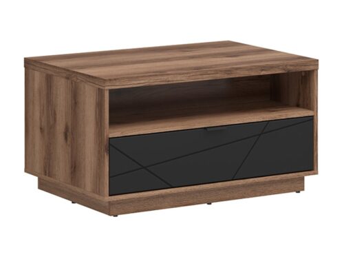 FORN kavos staliukas su stalčiumi 60 cm, Delano tamsaus ąžuolo/matinės juodos spalvos