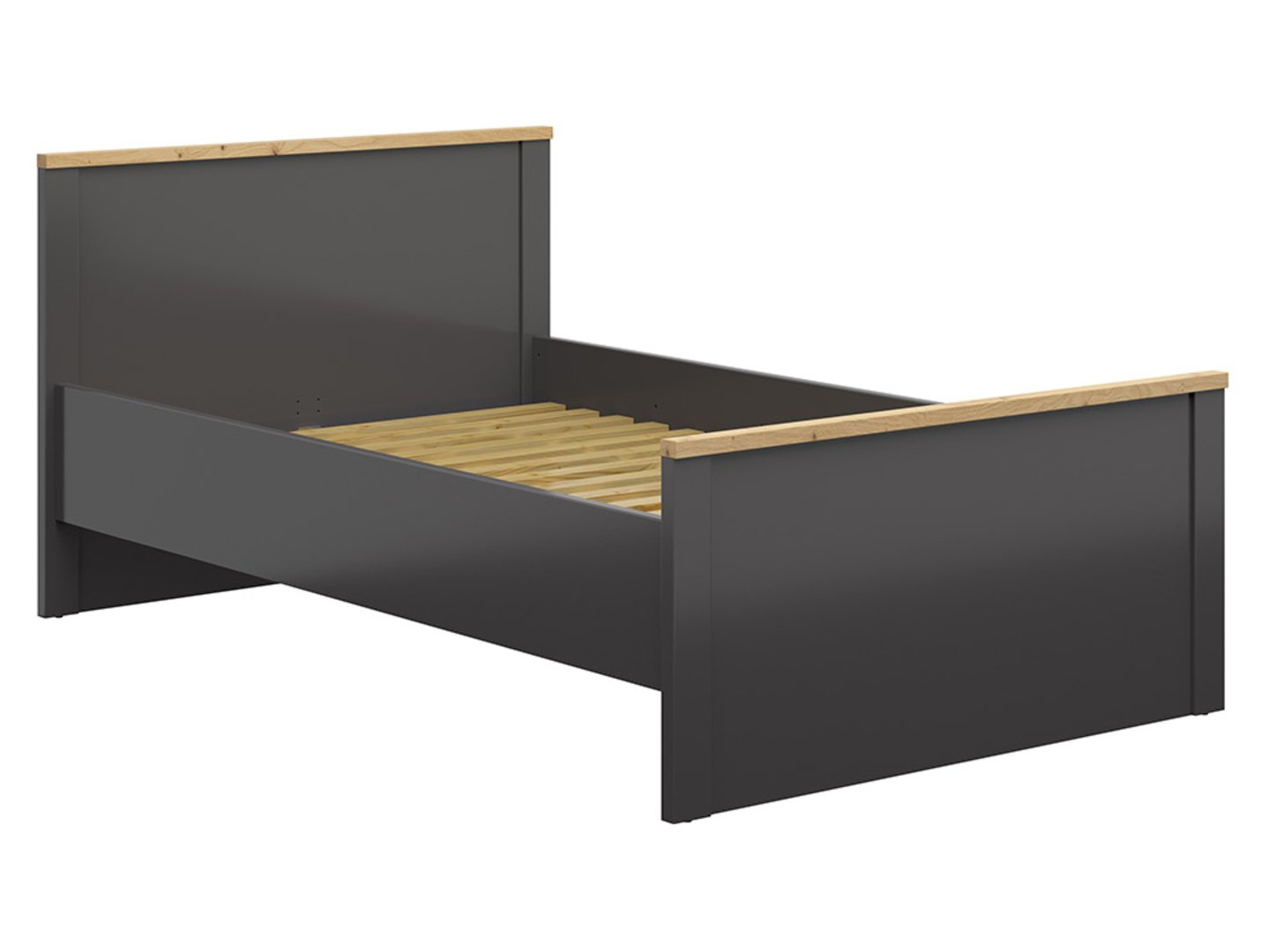 Lova 120 HESEN 130 cm grafitas/amatinis ąžuolas