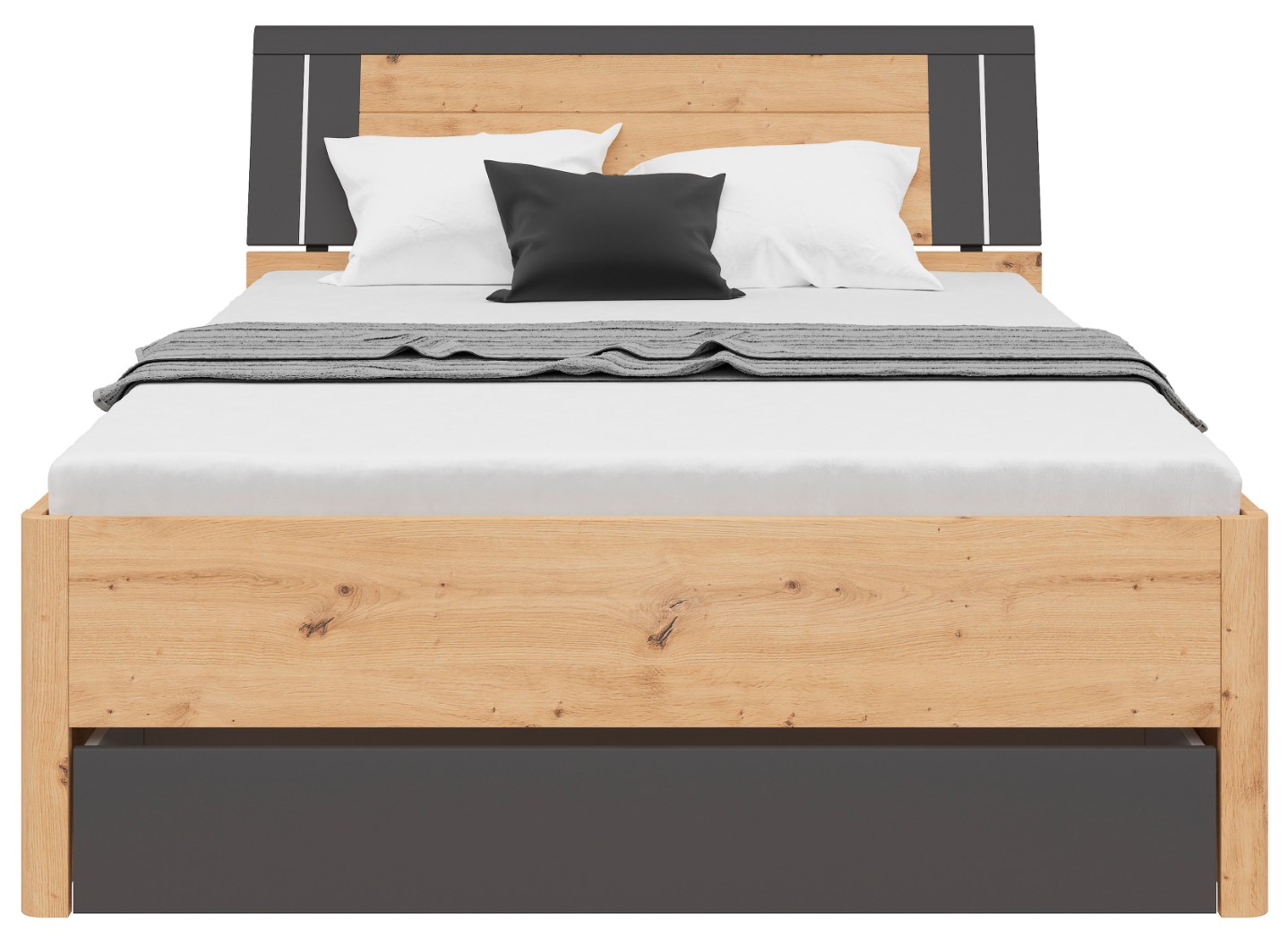 Lova 140 SATURN meniško ąžuolo/grafito spalvos