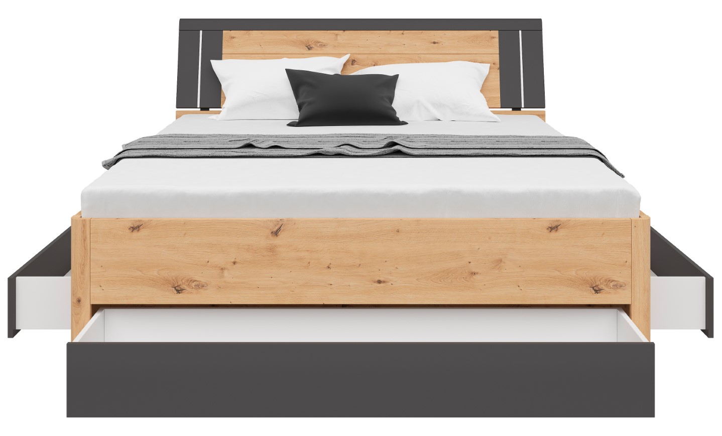 Lova 160 SATURN meniško ąžuolo/grafito spalvos