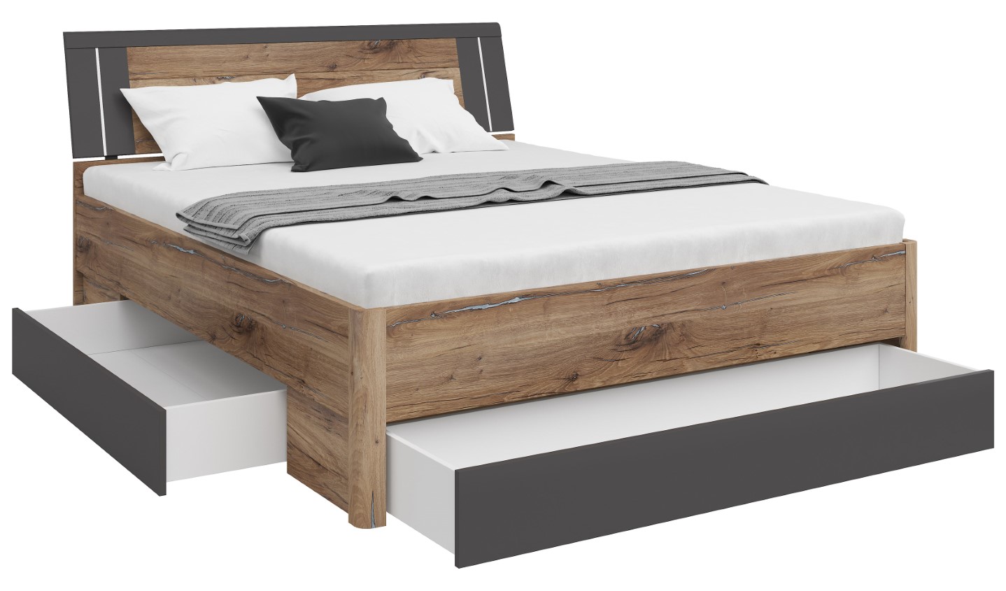 Lova 160 SATURN vėliavos spalvos ąžuolas tamsus/grafitas