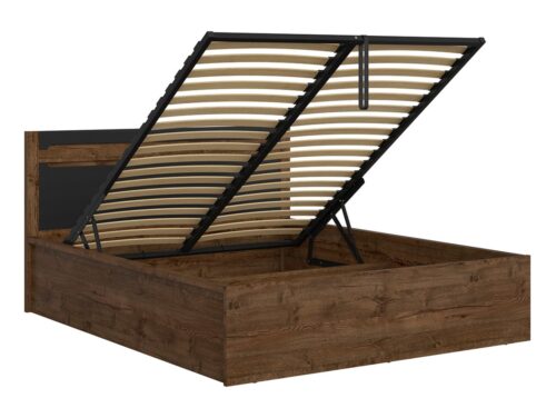 Lova 160 su daiktadėže RUSO April ąžuolas/matinė juoda