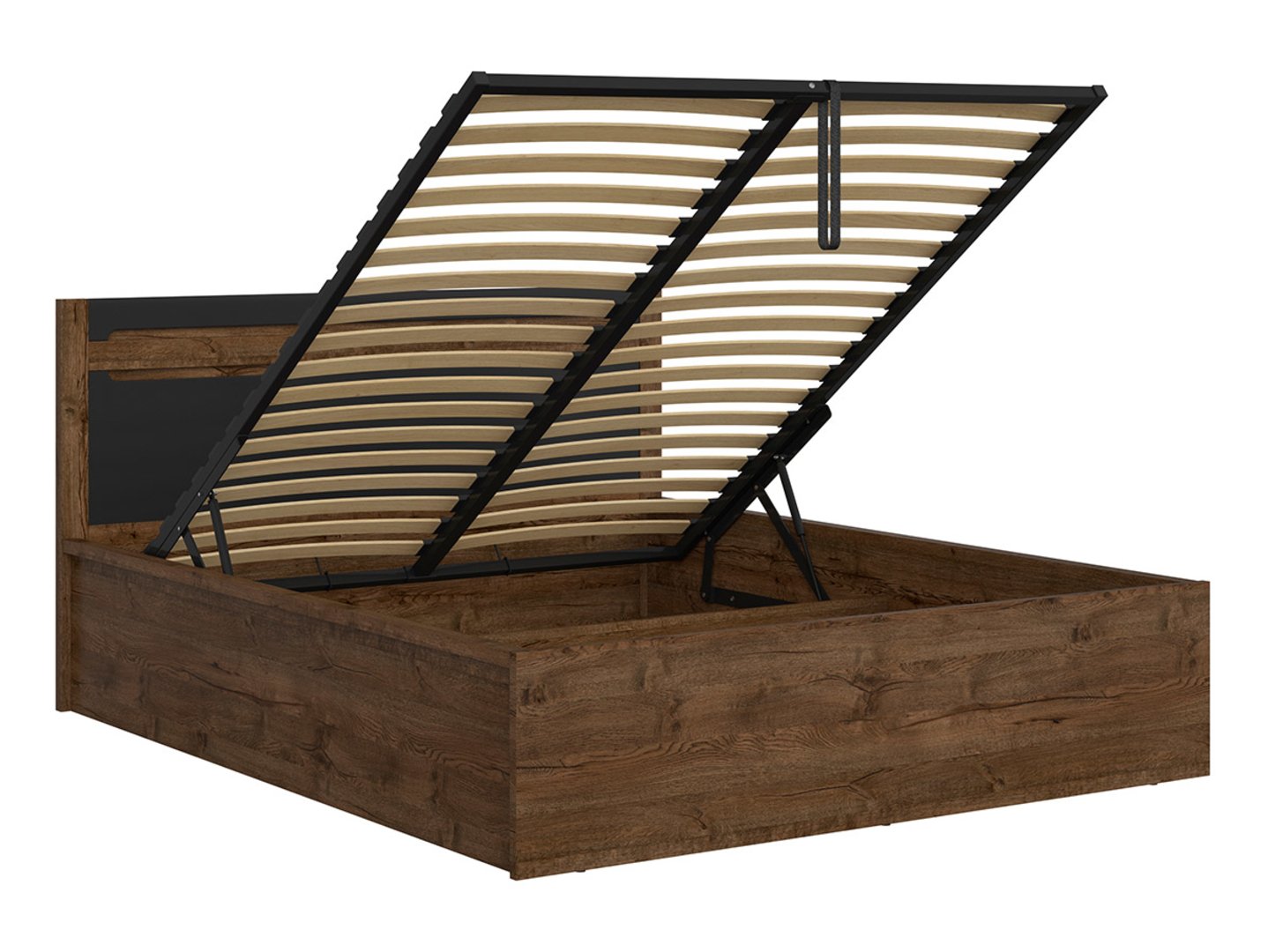 Lova 160 su daiktadėže RUSO April ąžuolas/matinė juoda