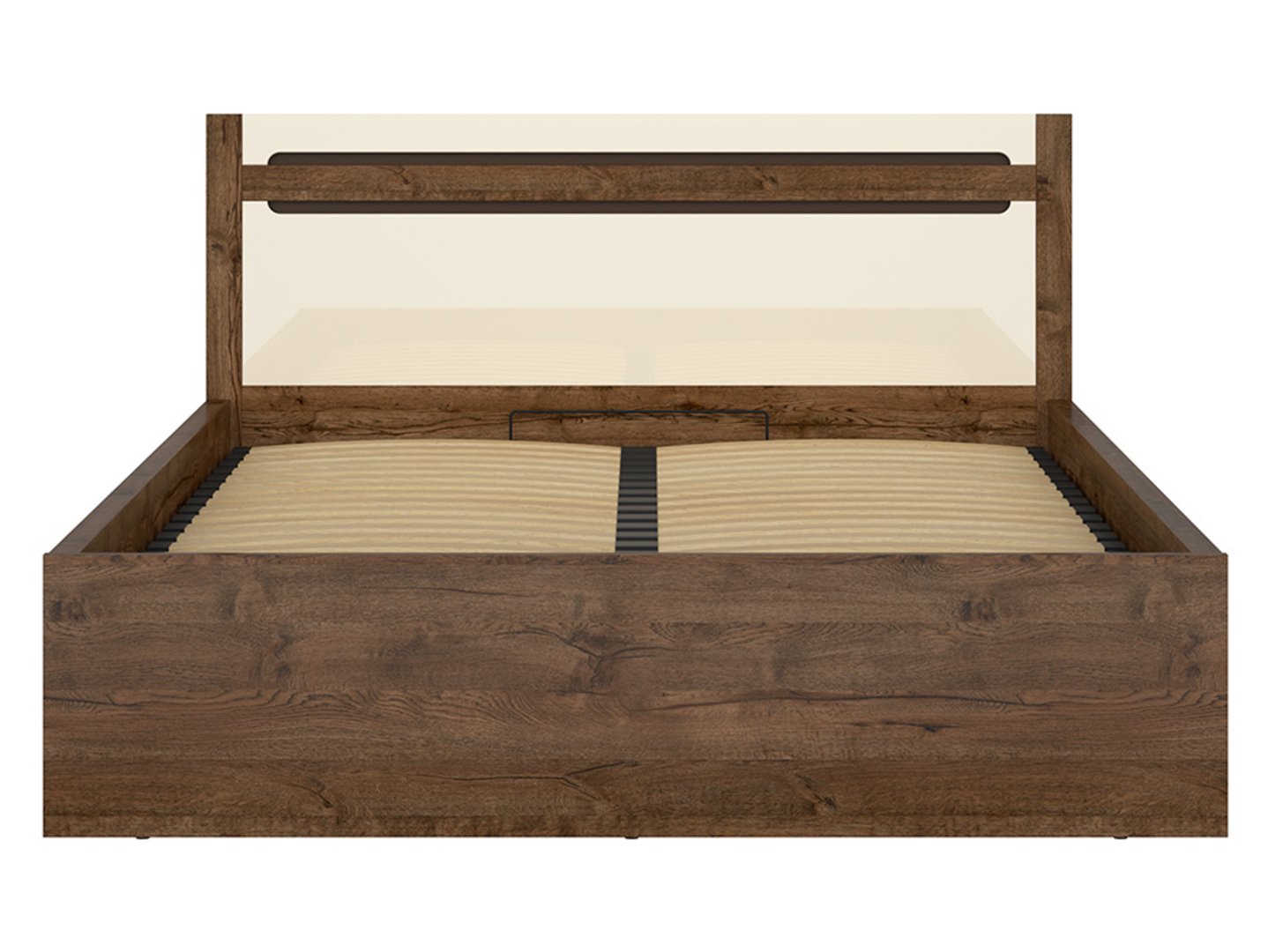 Lova 160 su daiktadėže RUSO ąžuolo balandinės spalvos/perlamutrinės spalvos