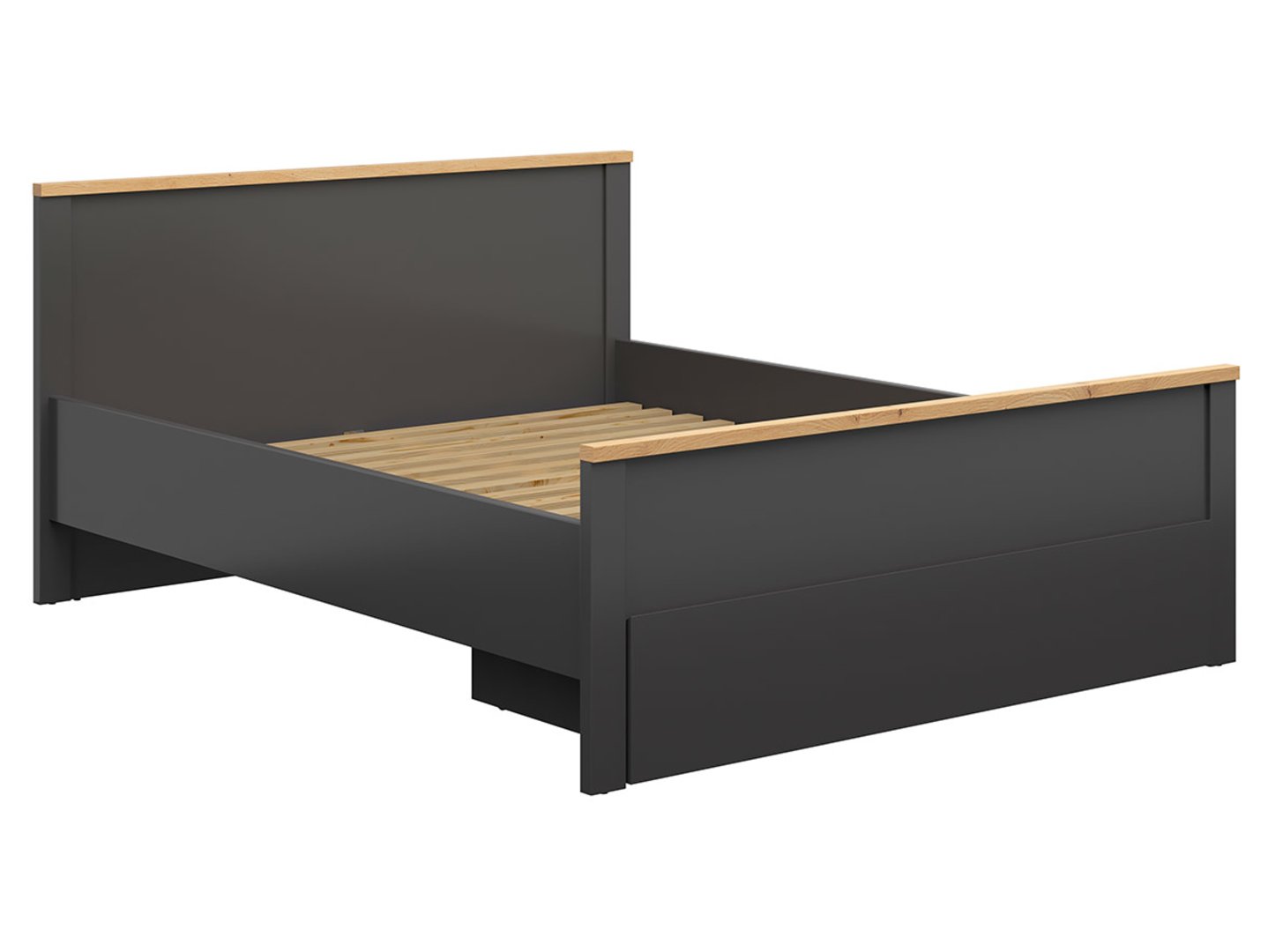 Lova 160 su stalčiumi HESEN 170 cm grafito spalvos/artisan ąžuolo spalvos