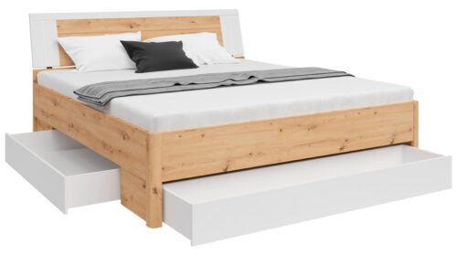 Lova 180 SATURN, ąžuolo spalvos, balta