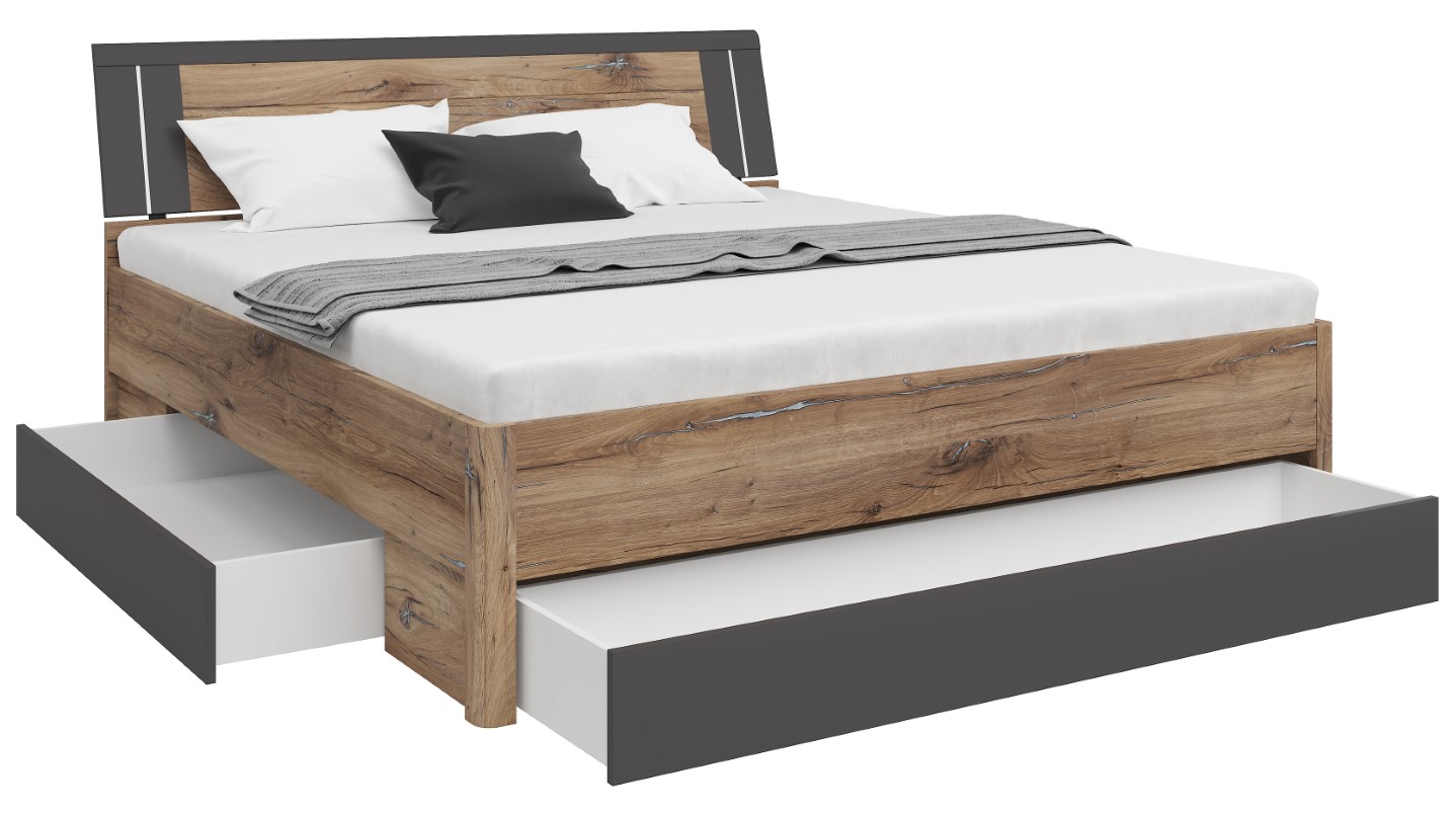 Lova 180 SATURN vėliavos spalvos ąžuolas tamsus/grafitas