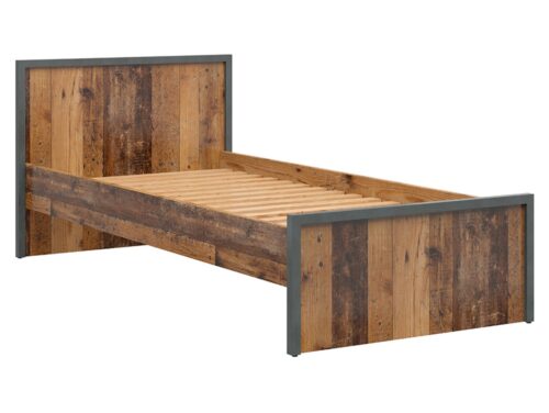 Lova 90 WESTON senovinio stiliaus tamsi pušis/čiužinys