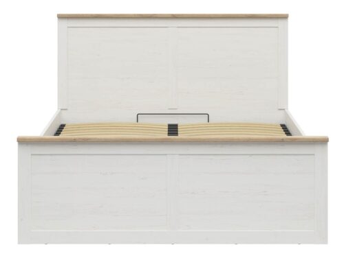 Dvigulė lova 160 LOKSA su patalynės dėže, Andersen baltoji pušis/Grandson ąžuolas