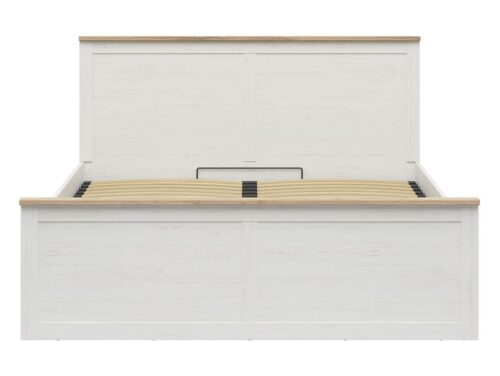 Dvigulė lova 180 LOKSA su patalynės dėže, Anderseno pušis balta/Grandson ąžuolas