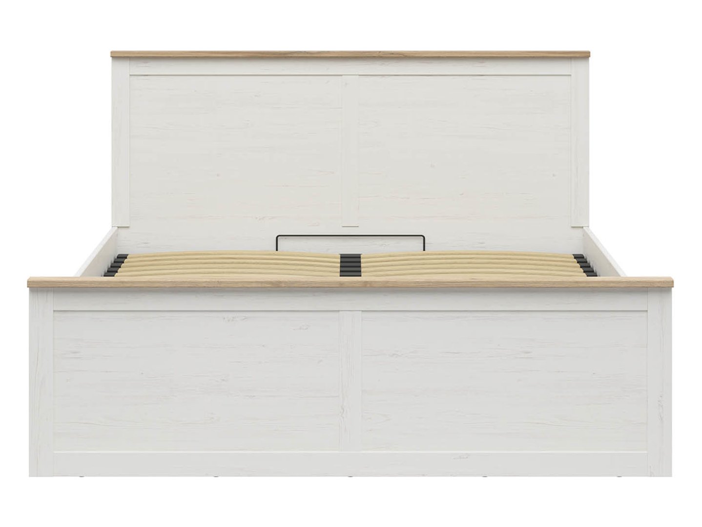 Dvigulė lova 180 LOKSA su patalynės dėže, Anderseno pušis balta/Grandson ąžuolas