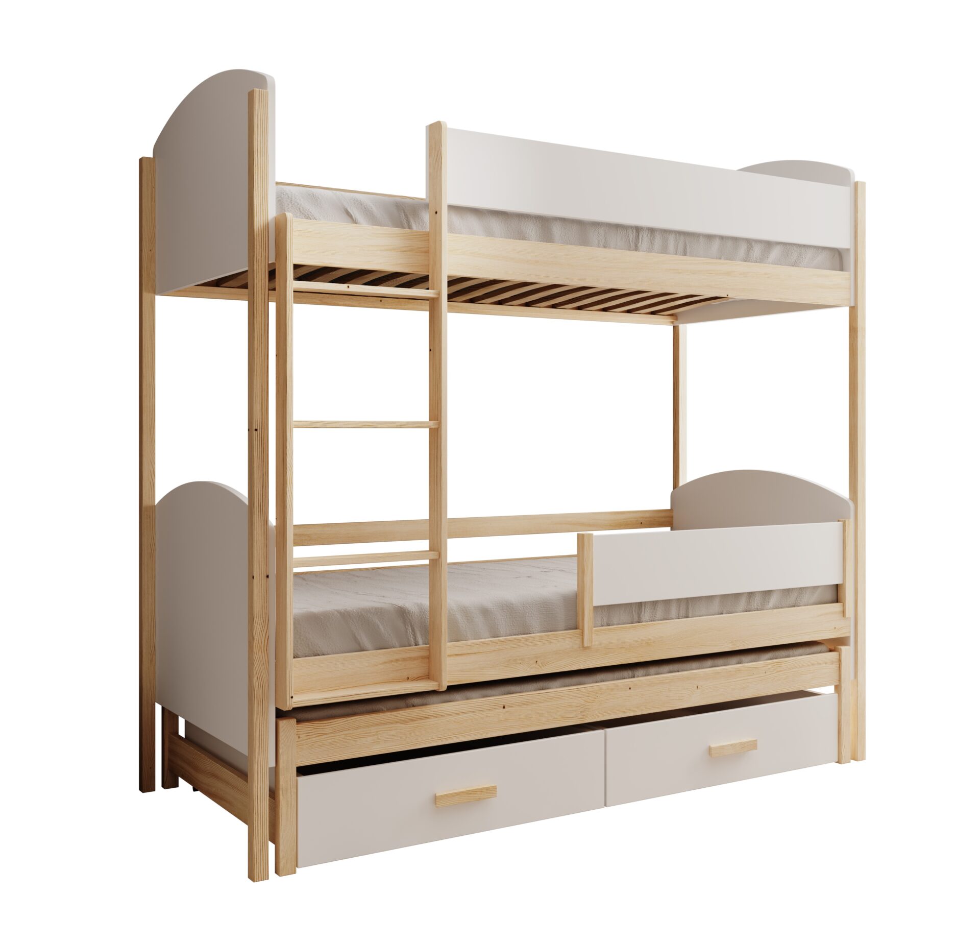 Leia 3 asmenų vaikiška lova 200x90 balta/pušis ADRK