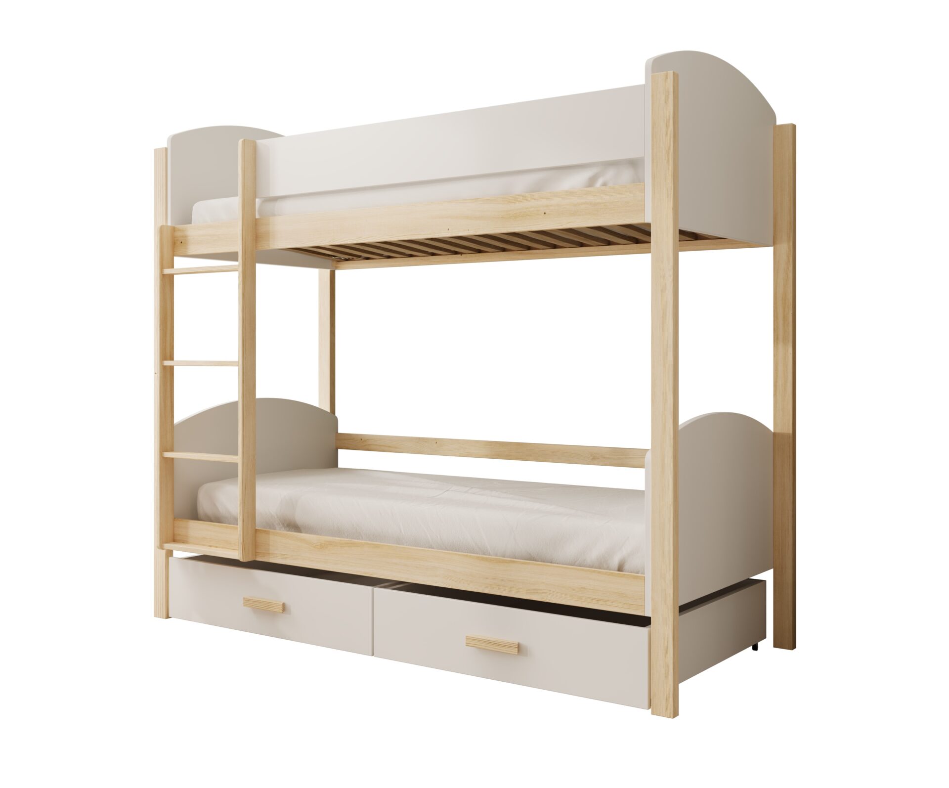 Jori vaikiška dviaukštė lova, 180x80, balta/pušis, ADRK