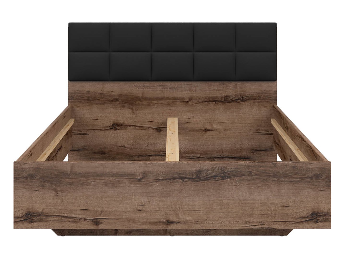 Kaselio lova, 140x200 cm, vienuolyno ąžuolas, su apmuštu galvūgaliu