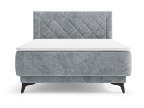 Zalea Neve 85 pilka kontinentinė lova 160 cm su daiktadėže