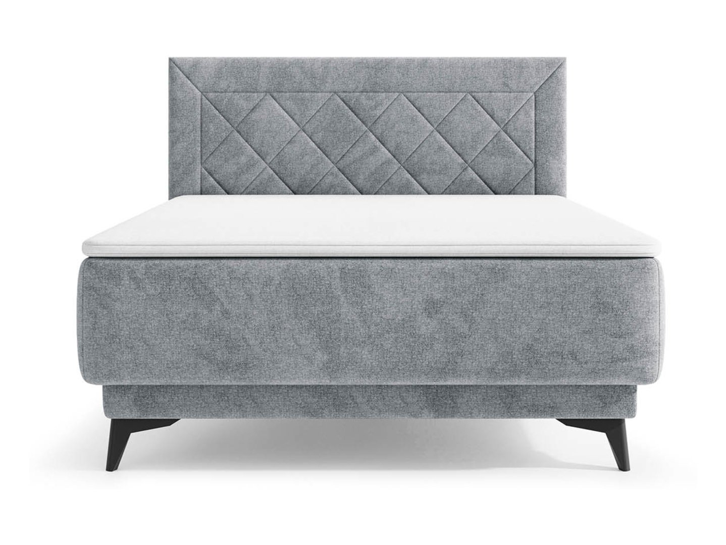 Zalea Neve 85 pilka kontinentinė lova 160 cm su daiktadėže