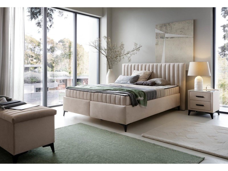 JOY kontinentinė lova 160x200 su dviem konteineriais, smėlio spalvos
