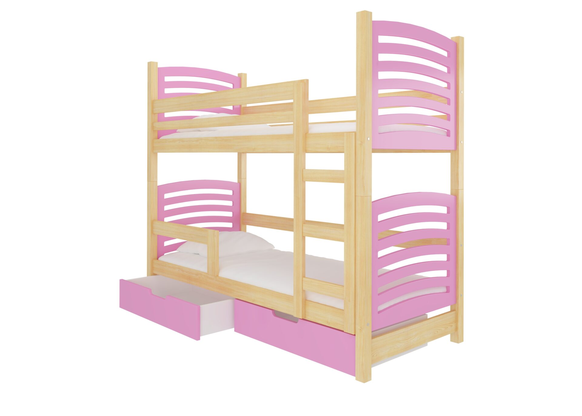 Dvigulė dviaukštė lova su čiužiniais OSUNA, pušis ADRK