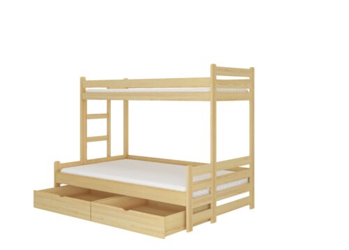 BENITO 3 asmenų dviaukštė lova 200×80 Natūralios pušies ADRK