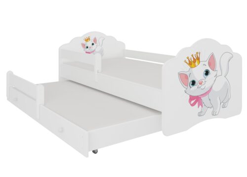 Dvigulė lova su karnizu ir čiužiniais CASIMO II CAT 160×80 balta ADRK