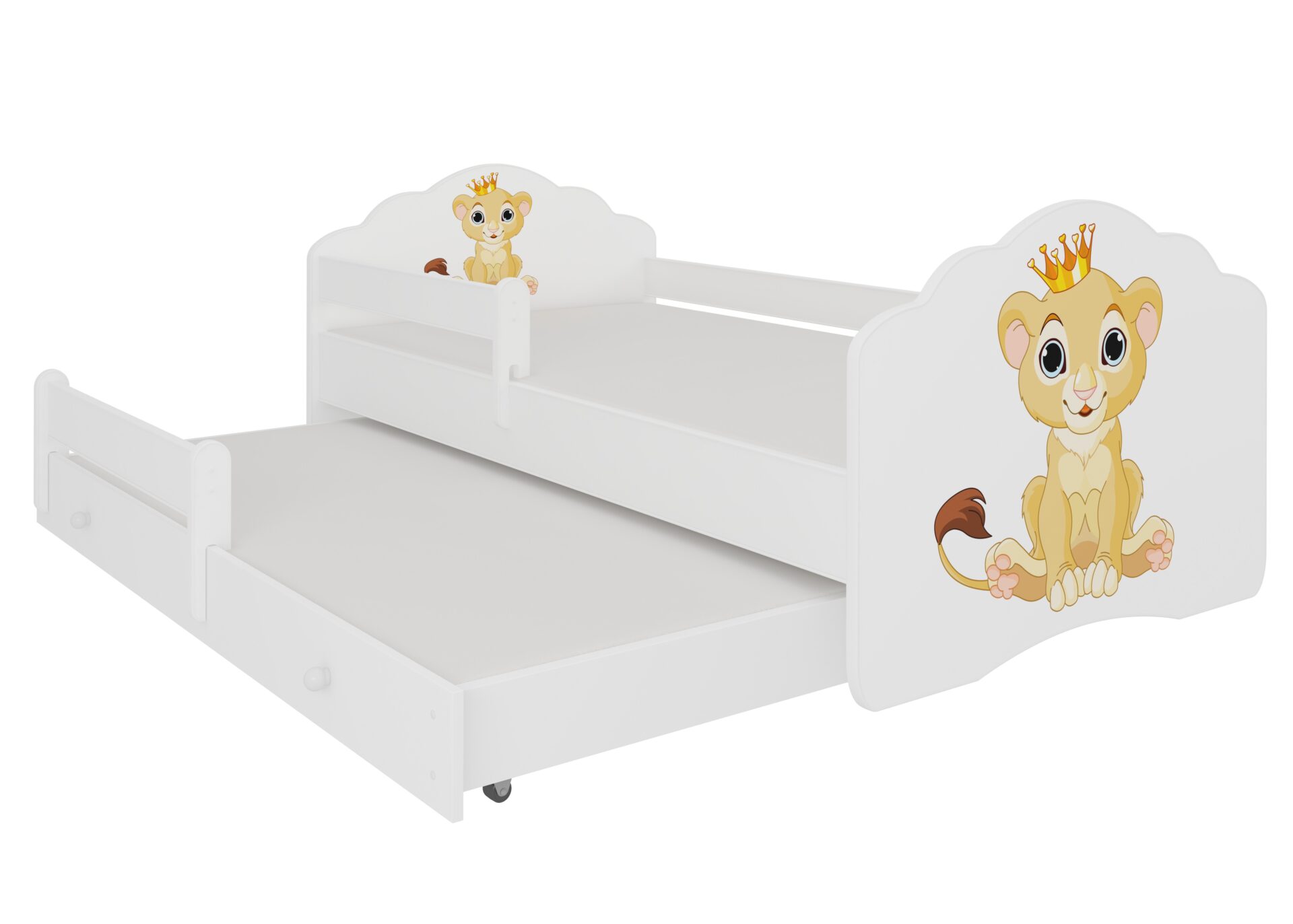 Dvigulė lova su karnizu ir čiužiniais CASIMO II LIU 160x80 balta ADRK