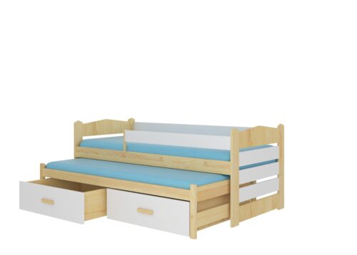 Dvigulė lova su karnizu TIARRO 200×90 Natūrali pušis/balta ADRK