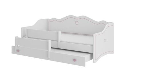 Dvigulė lova su čiužiniais EMKA II Pink 160×80 White/Pine ADRK