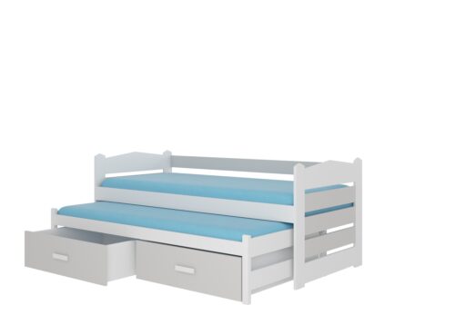 Dvigulė lova su čiužiniais TIARRO 180×80 balta/pilka ADRK